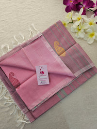 Pink with Dark Onion Pink Pallu Handwoven Chinnalampattu Saree