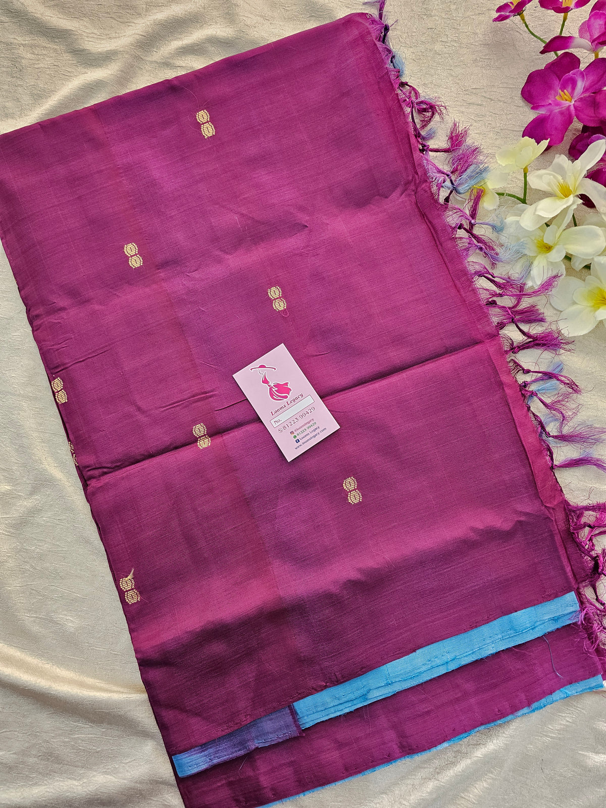 Blue with Magenta Pink Handwoven Chinnalampattu Saree