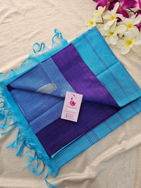 Violet with Blue Border Handwoven Chinnalampattu Saree