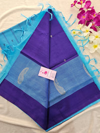 Violet with Blue Border Handwoven Chinnalampattu Saree