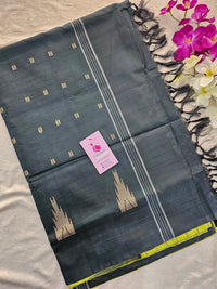 Green with Dark Green Stripes Handwoven Chinnalampattu Saree