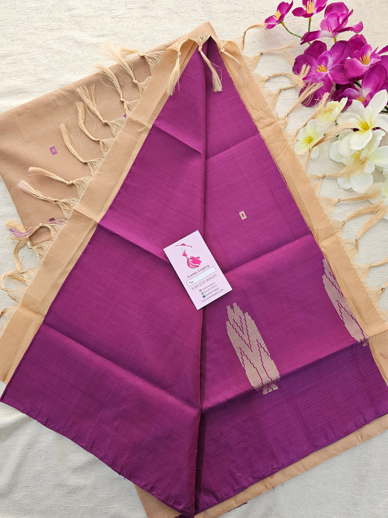 Magenata Pink with Cream Handwoven Chinnalampattu Saree