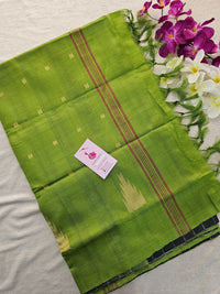 Grey with Green Stripes Handwoven Chinnalampattu Saree