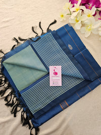 Dual Shade Peacock Blue with Peacock Blue Pallu Handwoven Chinnalampattu Saree