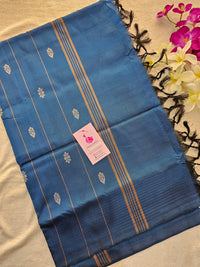 Dual Shade Peacock Blue with Peacock Blue Pallu Handwoven Chinnalampattu Saree