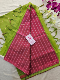 Maroon with Green Stripes Handwoven Chinnalampattu Saree