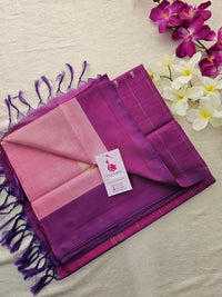 Peach with Magenta Pink Border Handwoven Chinnalampattu Saree