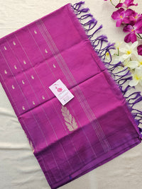 Peach with Magenta Pink Border Handwoven Chinnalampattu Saree