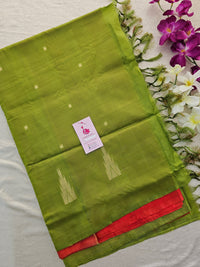 Dark Orange with Green Handwoven Chinnalampattu Saree