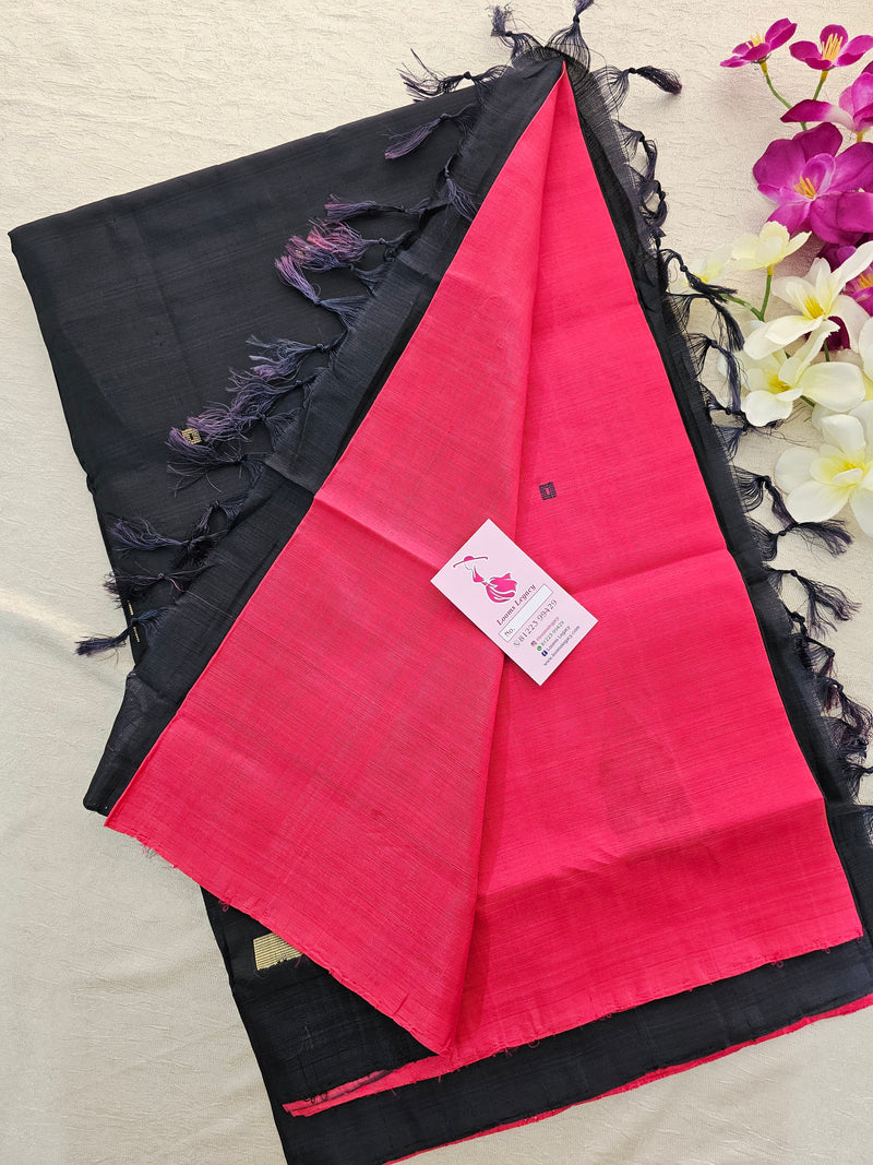 Pink with Black Handwoven Chinnalampattu Saree