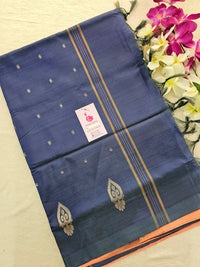 Peach with Navy Blue Handwoven Chinnalampattu Saree