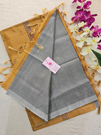 Grey with Brown Handwoven Chinnalampattu Saree