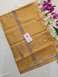 Grey with Brown Handwoven Chinnalampattu Saree