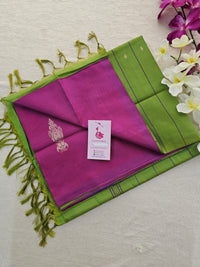 Magenta Pink with Green Handwoven Chinnalampattu Saree