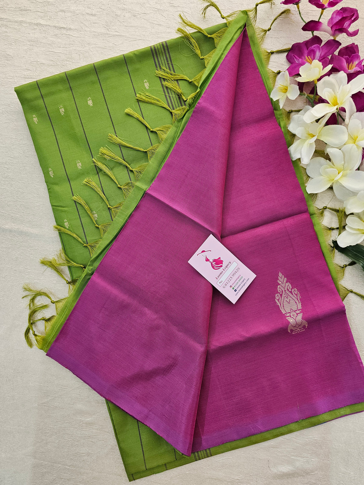 Magenta Pink with Green Handwoven Chinnalampattu Saree