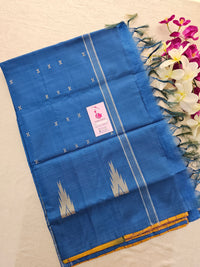 Brown with Blue Stripes Handwoven Chinnalampattu Saree