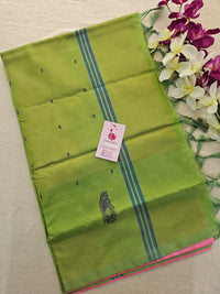 Pink with Green Border Handwoven Chinnalampattu Saree