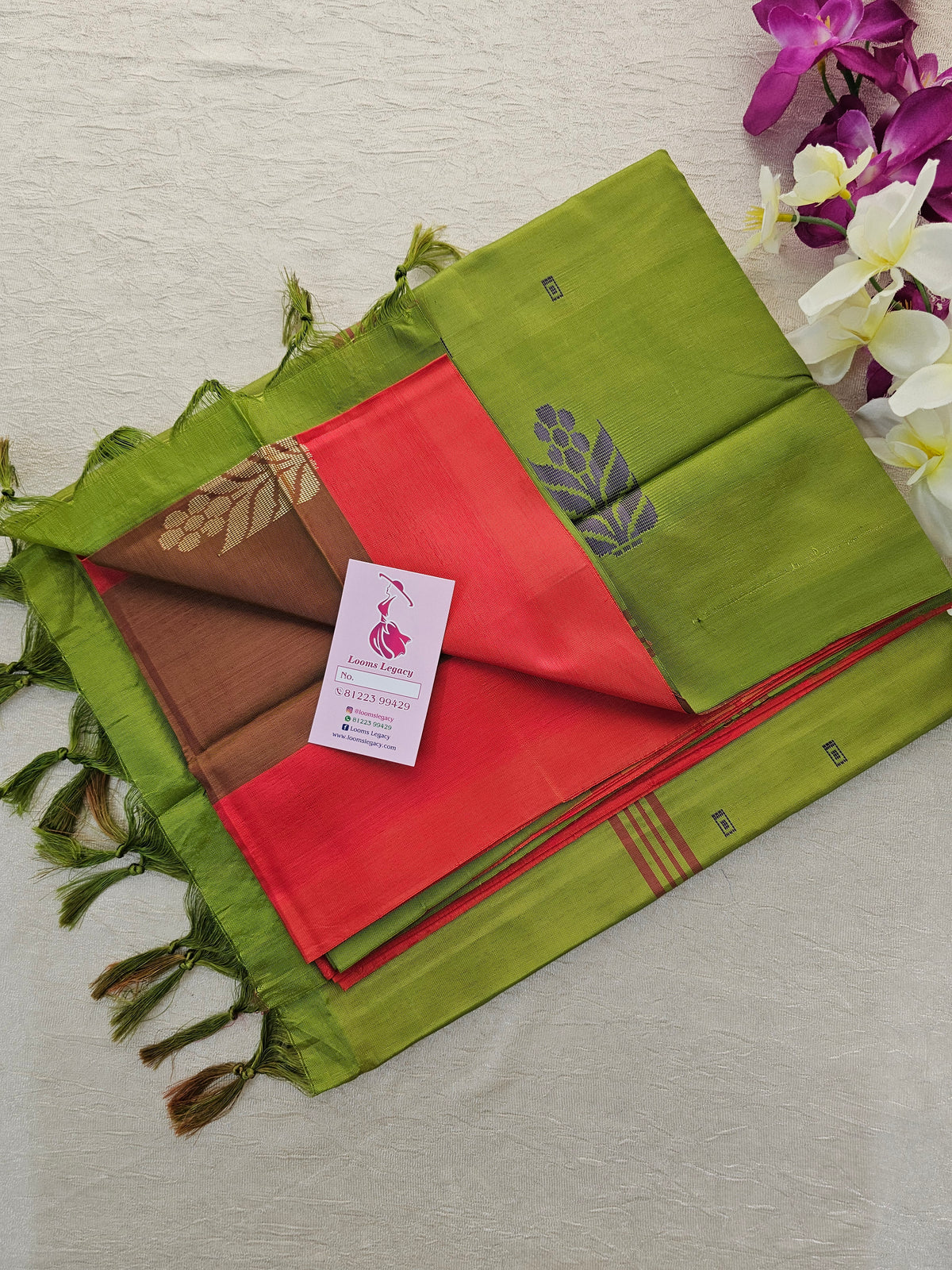 Red with Green Handwoven Chinnalampattu Saree