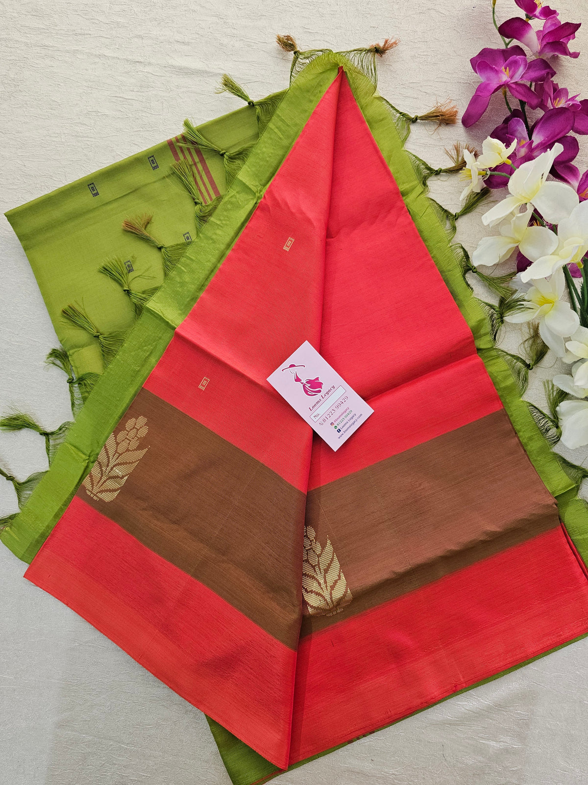 Red with Green Handwoven Chinnalampattu Saree