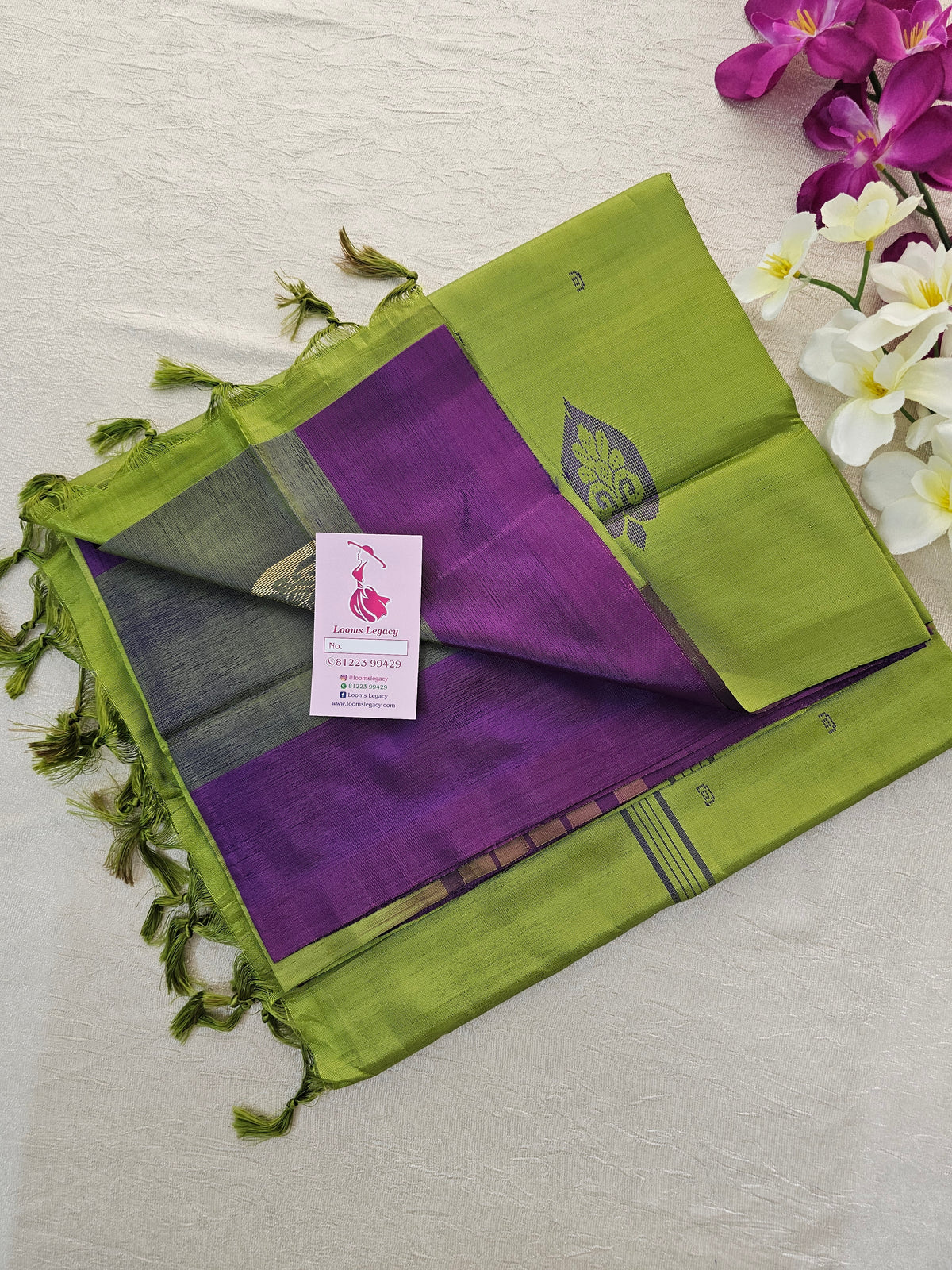 Purple with Green Handwoven Chinnalampattu Saree