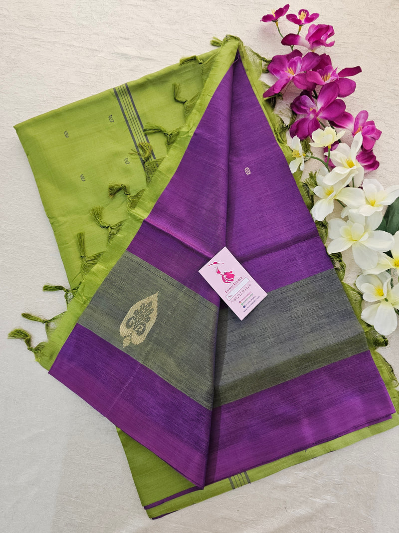 Purple with Green Handwoven Chinnalampattu Saree