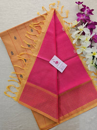 Pink with Sandal Yellow Handwoven Chinnalampattu Saree