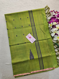 Peach with Green Stripes Handwoven Chinnalampattu Saree