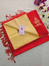 Sandal with Red Pallu Handwoven Chinnalampattu Saree