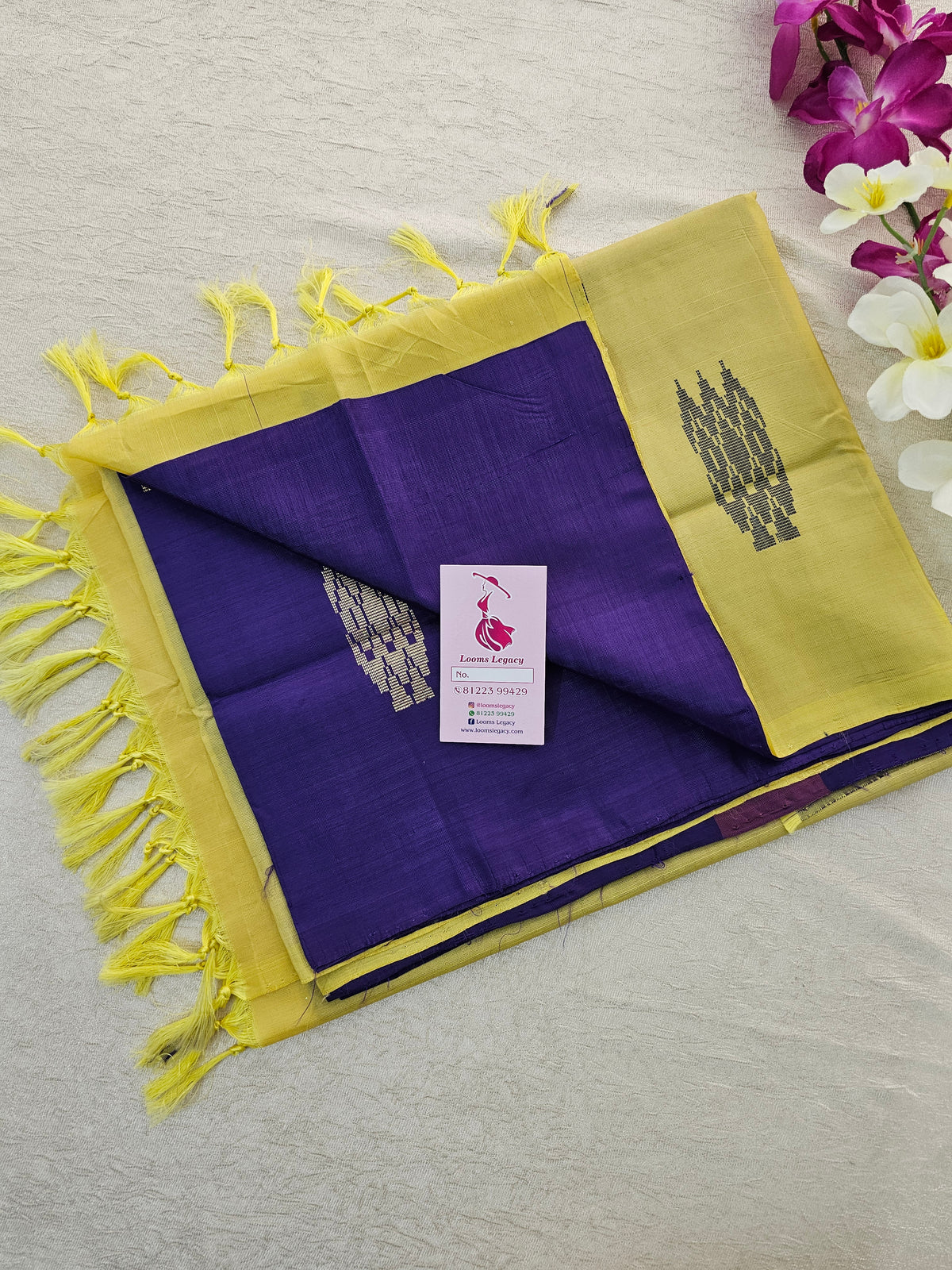 Violet with Lime Yellow Handwoven Chinnalampattu Saree