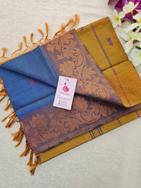 Blue with Brown Pallu Chinnalampattu Small Border Saree