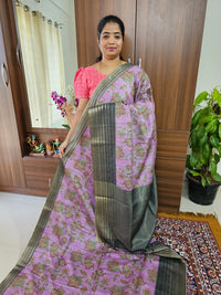 Semi Tussar with Digital Printed Saree - Purple with Dark Green