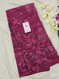 Mul Mul  Cotton Saree with Wax Prints - Onion Pink