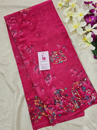 Mul Mul  Cotton Saree with Wax Prints -  Pink