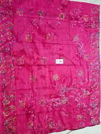 Mul Mul  Cotton Saree with Wax Prints -  Pink