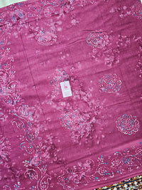 Mul Mul  Cotton Saree with Wax Prints - Onion Pink