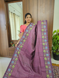 Semi Tussar with Striped Zari Weaving Saree -Purple