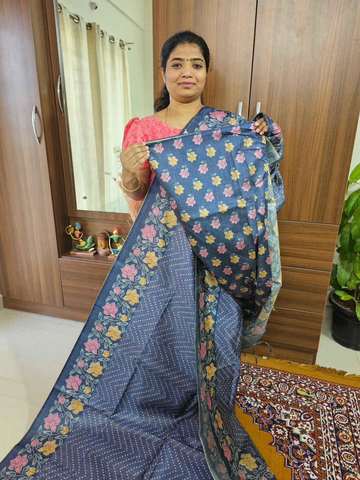 Semi Tussar with Striped Zari Weaving Saree - Blue