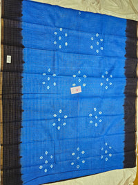 Madurai Sungadi Cotton Small Checks  Saree - Blue with Navy Blue