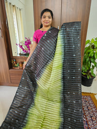 Bhagalpuri Silk Viscous Noil Saree -Lime Green with Dark Green