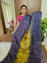 Bhagalpuri Silk Viscous Noil Saree - Yellow with Blue