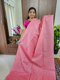 Bhagalpuri Silk Viscous Noil Saree - Pink with Grey