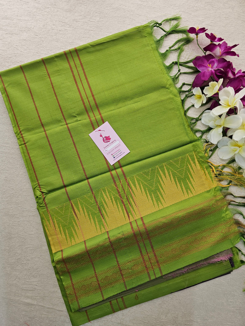 Purple with Green Pallu Chinnalampattu Korvai Border Saree