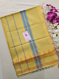 Sea Blue with Yellow Pallu Chinnalampattu Korvai Border Saree