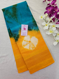 Madurai Sungadi Cotton Saree with Small Borders - Sky Blue with Yellow