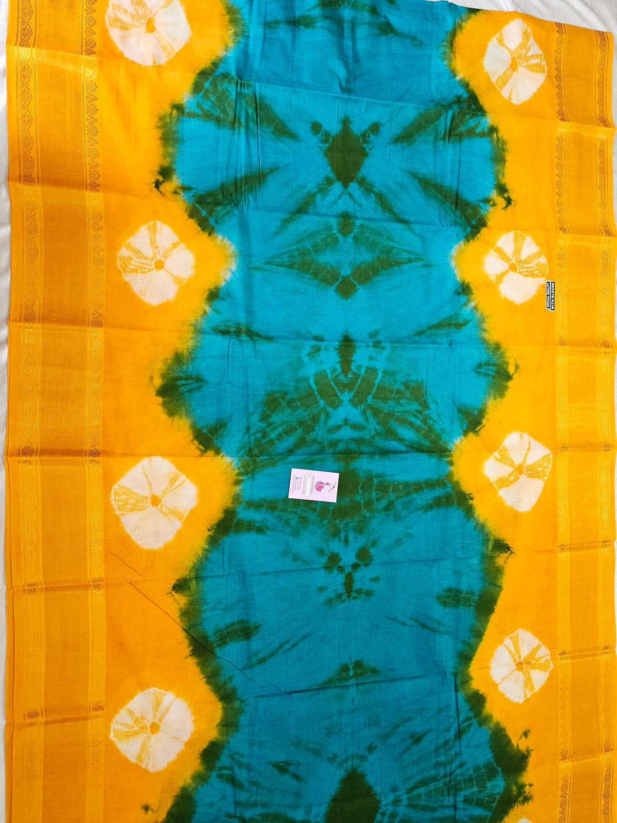 Madurai Sungadi Cotton Saree with Small Borders - Sky Blue with Yellow