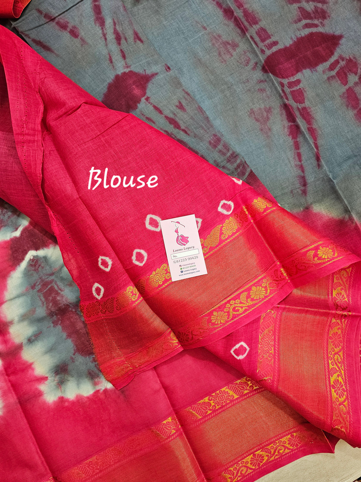 Madurai Sungadi Cotton Saree with Big Borders - Grey with Pink