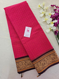 Pink with Purple Lakshadeepam Pattern Kanchi Cotton Sarees