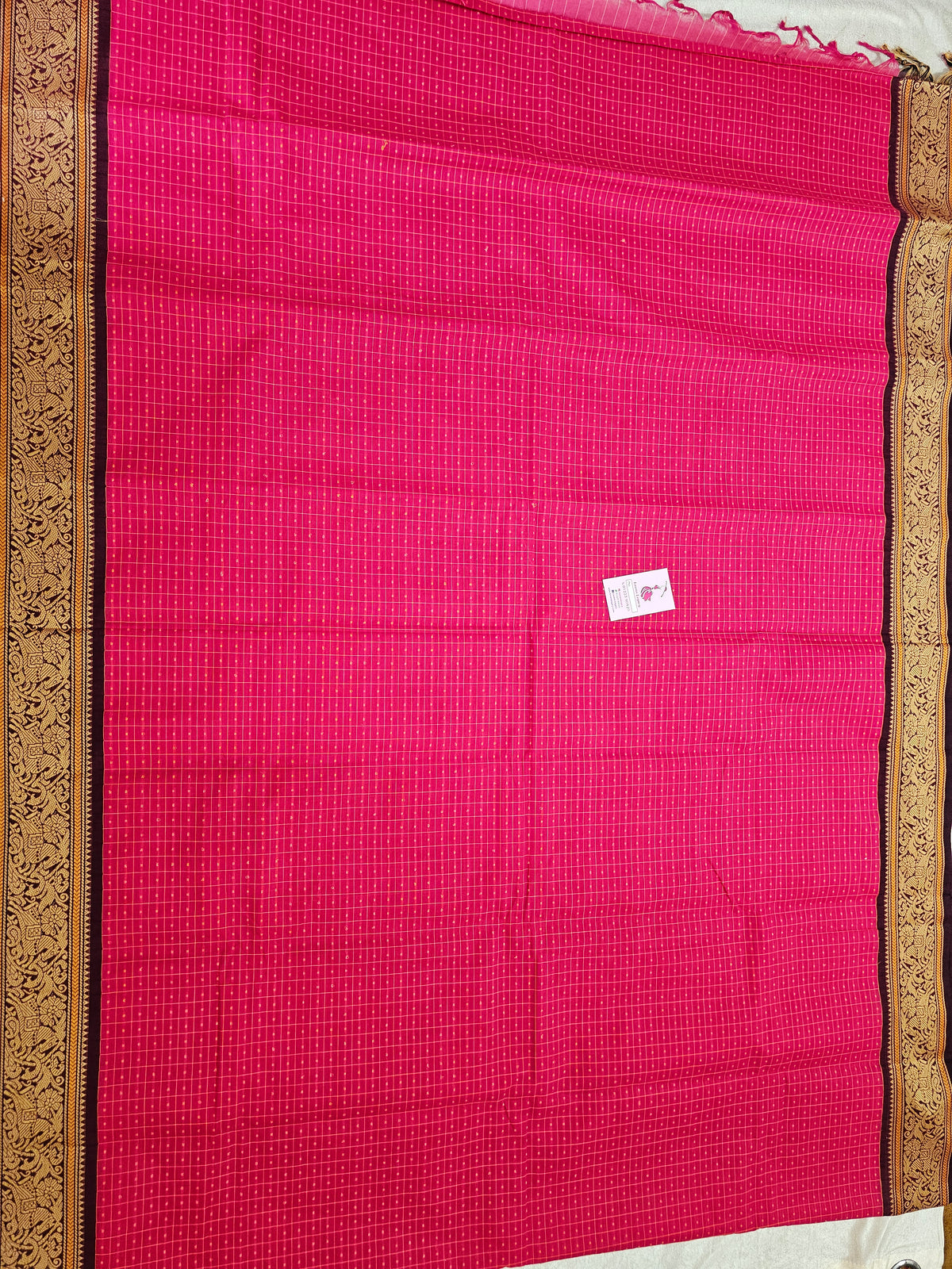 Pink with Purple Lakshadeepam Pattern Kanchi Cotton Sarees