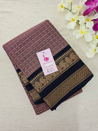 Dark Purple with Navy Blue Lakshadeepam Pattern Kanchi Cotton Sarees