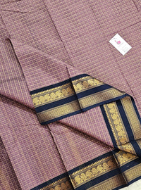 Dark Purple with Navy Blue Lakshadeepam Pattern Kanchi Cotton Sarees